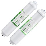 Membrane Solutions Inline Water Filter, 1/4' Quick-Connect Filter Replacement Cartridge In-line Filter for Refrigerator & Ice Maker, Post-Carbon Filter for Reverse Osmosis Water System, 2-Pack