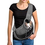 YUDODO Pet Dog Sling Carrier Breathable Mesh Travel Safe Sling Bag Carrier for Dogs Cats Black Small