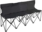 YardGrow 4 Seater Portable Folding Team Sports Sideline Bench Chairs for Camping Outdoor Waterproof (Black)