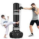 GYMAX Punching Bag, 67” Freestanding Prefilled Punching Bag with Stand & Fillable Suction Cup Base, Heavy Punching Bag Set for Adult Youth Kids, Kickboxing Box Bag for Home Gym