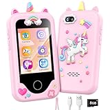 Kids Smart Phone Toddler Learning Toys with Unicorn Educational Games Gifts Toys for Girls Boys 3 4 5 6 7 8 Year Old Girl Boys (Soft Pink)