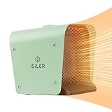 ISILER Space Heater, 1500W Portable Indoor Heater, Ceramic Space Heater Adjustable Thermostat Tip-Over Overheat Protection, Hot Cool Fan Electric Heater for Home Office Garage Green