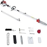 Gas Hedge Trimmer Pole Saw, MAXTRA 42.7cc 2-stoke16-ft Reach Extension Cordless Long Pole Chainsaw Gas Powered (Gas Pole Saw)
