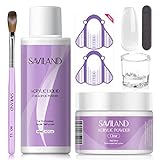 Saviland Acrylic Nail Kit – 30g Clear Acrylic Powder & 60ml Acrylic Liquid Set with Nail Brush Nail Forms Tools Extension Nail Kit for Beginners with Everything for Home DIY Salon Nails Application