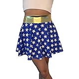 Blue Star Superhero High-Waisted Skater Skirt - Made in USA (Small)