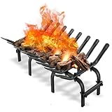 TBMLC Black Steel Fireplace Grate - 19 inch Steel Firewood Log Burning Rack,Stylish and Durable Firewood Burning Rack Holder for Indoor Chimney Hearth or Outdoor Fire Pit (19 x12.5 inch)