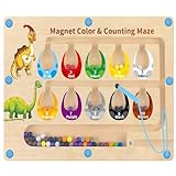 MINGKISI Dinosaur Toys for 3-5 Year Old Boys Girls,Montessori Toys Wooden Magnetic Color and Number Maze,Toddler Travel Toys for Age 3-5