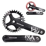 BUCKLOS MTB Mountain Bike Single Speed Square Taper Crankset -170mm Cranksets Bicycle Crank Set with 104BCD 32/34/36/38/40/42T Round/Oval Chainring Fit for Ebike/Commuter Bike