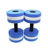 QHALEN Water Aerobic Exercise Foam Dumbbell Pool Resistance,Water Aqua Fitness Barbells Hand Bar Exercises Equipment for Weight Loss (Set of 2, Color Blue)