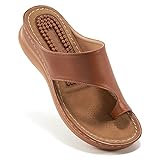 Aomigoct Wedges Shoes for Women Sandals with Comfortable Cushion FootBed Orthopedic Sandals Women Flip Flops Dressy Summer Walking Wedge Shoes