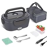 Carsolt Electric Lunch Box Food Heater 3 in 1 Portable Warmer Leakproof Heated Box for Adults, 12V/24V 110V Heating Microwave for Car/Home with 1.5L Removable Stainless Steel Container