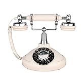Retro Corded Landline Phone, TelPal White Classic Vintage Old Fashion Telephone for Home & Office, Wired Antique Home Phone Gift for Seniors (Push Button)
