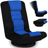 Swivel Gaming Chair Multipurpose Floor Gaming Chair Rocker for Playing Video Games, TV, Reading w/Lumbar Support & 6 Adjustable Postion Backrest for Adults & Kids,Blue/Black