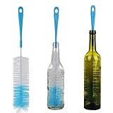 3-Pack Long Bottle Cleaning Brush for Narrow Neck Beer, Wine, Flask, Thermos, Sportwell, Pitcher, Brewing Bottle Cleaner, 16 Inches