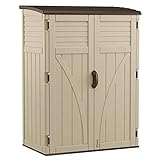 Suncast 54 Cubic Feet Vertical Storage Shed with Durable Plastic Construction, Multiple Wall Panels and Ample Space for Outdoor Storage