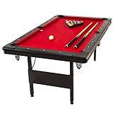 GoSports 6feet Billiards Table - Portable Pool Table - Includes Full Set of Balls, 2 Cue Sticks, Chalk, and Felt Brush