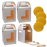 ciukaun 4 Pack Tall Cake Boxes with Window 12x12x14inch & 4 Cake Boards 12inch, Thin & Light Cake Carrier Container for Tiered Cakes