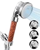 Luxsego Filtered Shower Head for Hard Water, High Pressure 3 Modes Shower Heads with Handheld Spray, Water Softener Showerhead Set with Mineral Beads to Remove Chlorine & Fluoride for Dry Hair & Skin