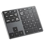 iClever Number Pad, Aluminum Wireless Number Pad for Multi Devices, USB-C Rechargeable, External 34-Keys Bluetooth Keyboard for Data Entry, Compatible for Laptop, Mac, iMac, Tablet, PC Desktop
