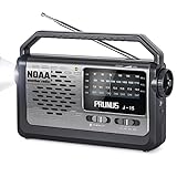 PRUNUS J15 NOAA Weather AM FM Radio Portable, Shortwave Emergency Radio with Best Reception, Battery Operated or AC Power for Outdoor Transistor Radio Plug in Wall with Flashlight, Earphone Jack