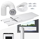 Winpull Portable Air Conditioner Windows Vent Kit with 5.9'' Exhaust Hose, Upgraded Interlocking Thickened Plate Window Seal for Portable AC, Universal Sliding AC Vent Kit