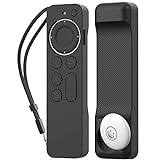 AhaStyle Case Compatible with 2022 Apple TV 4K HD Siri Remote 3rd Generation [AirTag Holder Built in] All Around Cover Apple TV Remote/Siri Remote (2nd) and AirTag (Black)