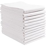 KAF Home Set of 12 White Flat Flour Sack Embroidery/Craft Kitchen Towels, 100-Percent Cotton, Lightweight, Thin, Absorbent, Extra Soft (20 x 30-Inches) (White)