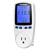 VIVOSUN Electricity Usage Monitor, Plug-in Power Watt Voltage Amps Meter with Upgraded Backlight LED, Overload Protection and 7 Display Modes for Energy Saving, White