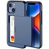 harusaki 𝟐𝟎𝟐𝟑 𝗡𝗘𝗪 for iPhone 14 Case with Card Holder, Wireless Charging Compatible iPhone 14 Wallet Case, Slim Shockproof iPhone 14 Case Wallet (Blue)