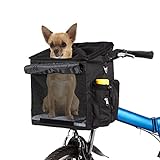 K ERATISNIK Pet Bicycle Carrier Waterproof Dog Bike Basket Bag with Reflective Stripe Pet Bike Basket Adjustable Shoulder Strap Pet Travel Bag Safe Dog Backpack Carrier for Small Medium Cats and Dogs