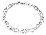 Miabella Sterling Silver Italian 5mm Rolo Heart Link Chain Bracelet for Women Teen Girls, Made in Italy (Length 8 Inches)