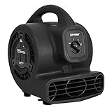 XPOWER P-80A Mini Mighty 138 W 600 CFM Centrifugal Air Mover, Carpet Dryer, Floor Fan, Blower, Stackable, Daisy Chain, for Water Damage Restoration, Janitorial, Plumbing, Home Use, Black