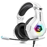 Gaming Headset PS4 Headset, Xbox Headset with 7.1 Surround Sound, Gaming Headphones with Noise Cancelling Flexible Mic RGB Light Memory Earmuffs for PC, PS5, PS4, Xbox Series X/S, Xbox one, Switch