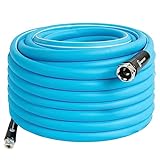 Hourleey 50 FT RV Water Hose, 5/8'' Premium Drinking Water Hose Leak Free, No Kink and Flexible Camper Water Garden Hose for RV Camper Truck and Car, Blue