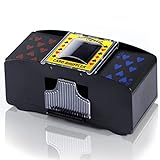 AutoAli Automatic Card Shuffler, 2/4/6 Decks Battery-Operated Electric Shuffler for UNO, Phase 10, Skip-Bo, Texas Hold'em, Poker, Blackjack (1-2 Decks)