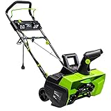Earthwise SN71022 22' 14-Amp Electric Corded Snow Thrower with LED Lights, Green/Black