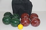Premium Quality and Italian/American Made, 107mm EPCO Bocce Set - Dark red and Green Balls and Black Bag