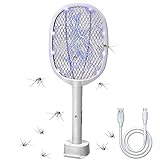 Lulu Home 2-in-1 Electric Bug Zapper Racket, 3000V High Voltage LED Lighted Handheld Mosquito Swatter with 3 Layer Safety Mesh, USB Charging Portable Fly Killer Racquet for Indoor Outdoor Use