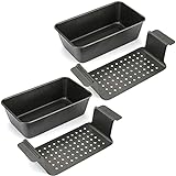 Tosnail 4-Piece Non-Stick Meatloaf Pan with Drain Bread Loaf Pan Set