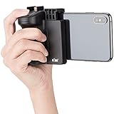 KIWIFOTOS Phone Tripod Mount, Phone Camera Grip Handle Holder with Detachable Bluetooth Shutter Remote Control and Cold Shoe Adapter for iPhone Samsung Smartphone Selfie Vlog Video Shooting-Black
