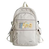JARKJARD Kawaii Backpack Cute Aesthetic Backpack for School College Student Travel Bookbag for Girls Large Capacity Casual Daypack(White)