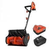 VOLTASK Cordless Snow Shovel, 20V 12-Inch 4-Ah Cordless Snow Blower, Battery Snow Blower with Directional Plate & Adjustable Front Handle (4-Ah Battery & Quick Charger Included)