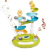 2 in1 Ball Drop Toys Roll Swirling Tower and Music Toy Keyboard Piano, Baby Activity Center Toddler Ball Run Ramp Toys- Busy Ball Popper Toy Ball Activity Toy for Baby Learning Educational Toy