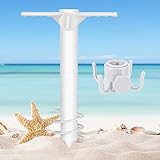 BAINFE Beach Umbrella Screw Sand Anchor Stand Holder | One Size Fits All | Umbrella Holder Stand Safe for Strong Wind with 4-prongs Hanging Hook