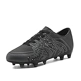 DREAM PAIRS Boys Girls 160472-K Black Dark Grey White Soccer Football Cleats Shoes Size 6 M US Big Kid