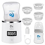 Portable Cordless Bottle Warmer, Bellababy Rechargeable Baby Bottle Warmer for Travel, with Bottle & 4 Leak-Proof Adapters, 4 Accurate Temperature Adjustable for Breastmilk or Formula