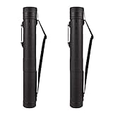 CALPALMY 2-Pack Extendable Poster Tubes Expand from 30.5” to 49” with Shoulder Strap and Handle | Carry Documents, Blueprints, Drawings and Art | Black Portable Durable Round Storage Cases