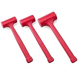 3-Piece Premium Dead Blow Hammer and Unicast Mallet Set - Include 16-oz (1 lb), 32-oz (2 lb) and 48-oz (3 lb), Neon Red Color | Rebound and Spark Resistant Hammers, Non-Marring and Non-Sparking Design