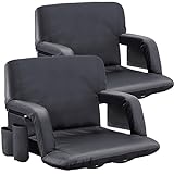 Sportneer Extra Wide Stadium Seats with Back Support, 2 Pack Bleacher Seats with Backs and Cushion Wide Padded Stadium Chair with Armrests 6 Reclining Positions Bleacher Chair for Sport Events Camping