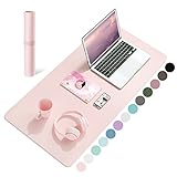 Non-Slip Desk Pad,Mouse Pad,Waterproof PVC Leather Desk Table Protector,Ultra Thin Large Desk Blotter, Easy Clean Laptop Desk Writing Mat for Office Work/Home/Decor(Pink, 31.5' x 15.7')